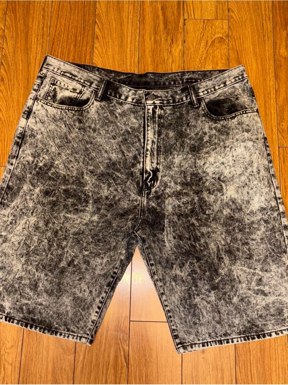 Levi's black acid wash denim shorts